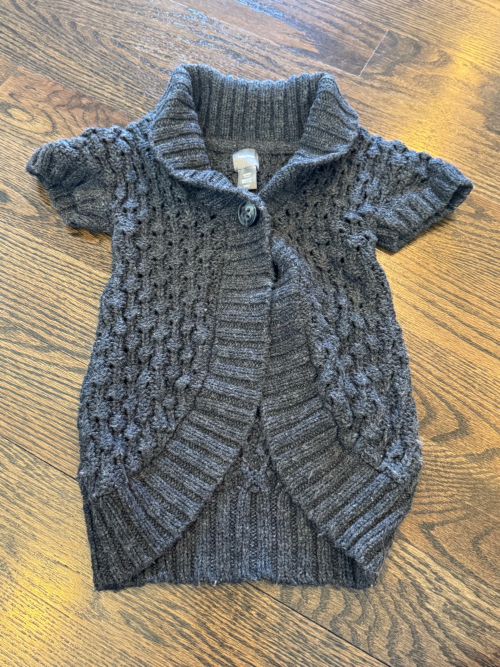 GAP Dark Gray Short-Sleeve Cable Knit Cardigan